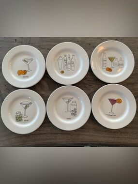 Signature Housewares “Martini” by Ursula Dodge Ceramic Appetizer Snack Plate Set